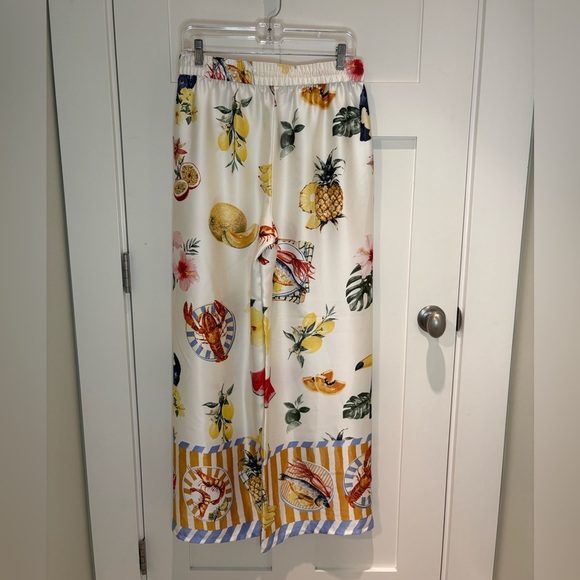 BAILEY 44 Ivory High Rise Pull On Wide Leg Pants Tropical Print - Picture 4 of 11